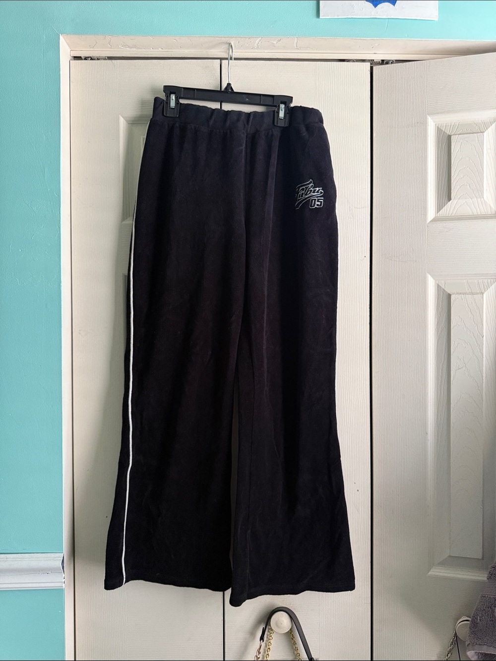 Forever 21 Black Sweatpants with White Side Stripe